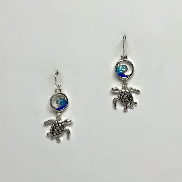 Wave Turtle Drop Earrings