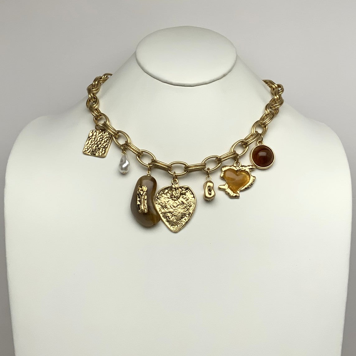 Lucite Textured Charm Necklace