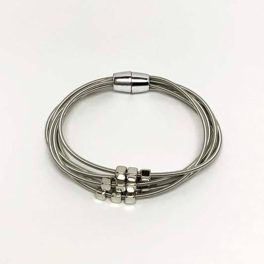 Guitar Strings w/Small Square Beads Bracelet