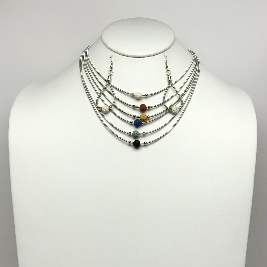 Layered Volcano Rock Pendant Necklace