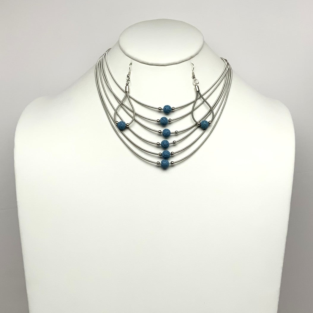Layered Volcano Rock Pendant Necklace