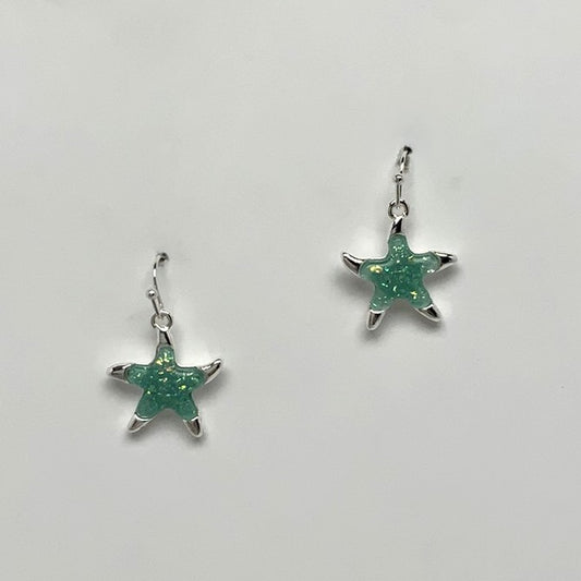 Glitter Enamel Starfish Earrings