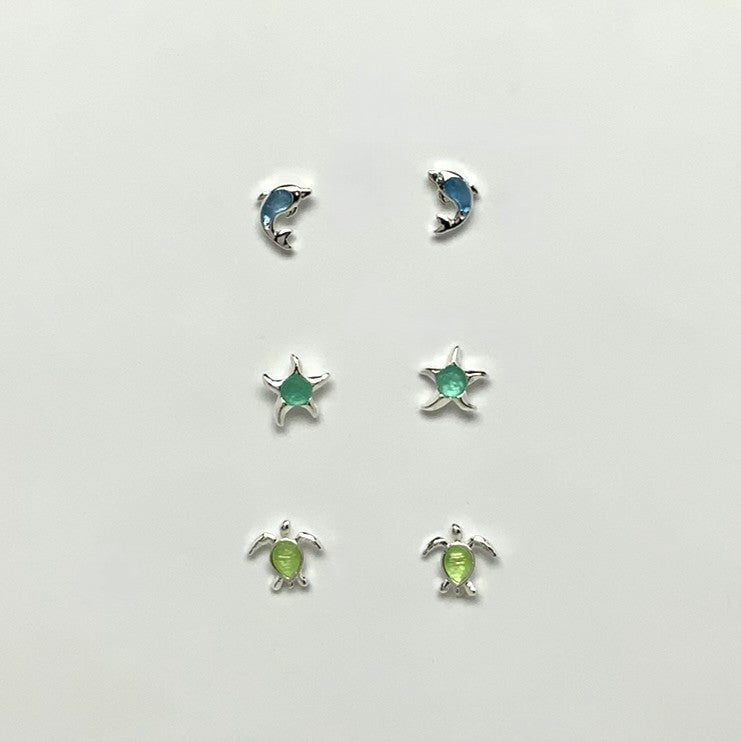Turtle/Starfish/Dolphin Set Stud Earrings