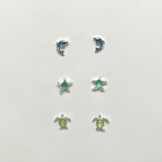 Turtle/Starfish/Dolphin Set Stud Earrings