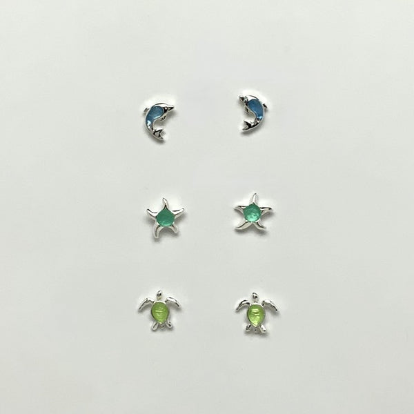 Turtle/Starfish/Dolphin Set Stud Earrings
