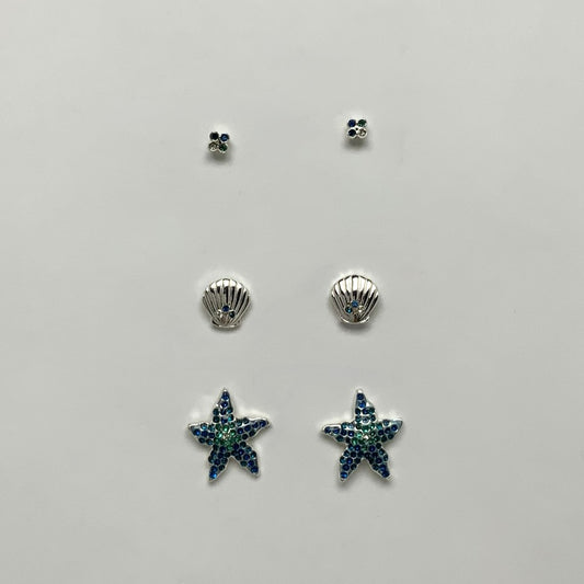 Set of 3 Bling Stud Earrings