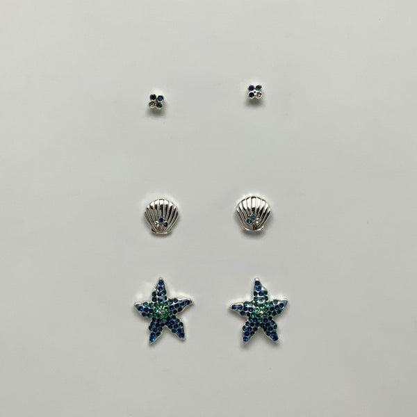 Set of 3 Bling Stud Earrings