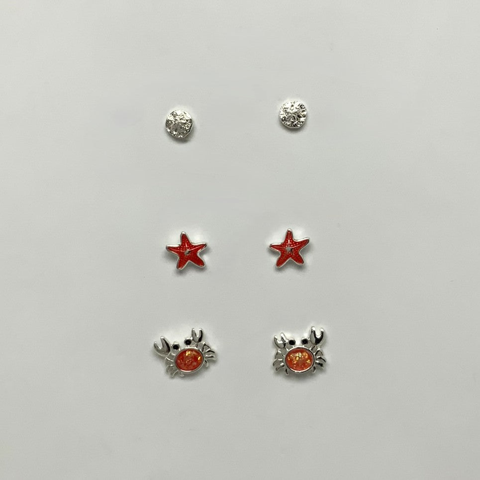 Nautical Set of 3 Stud Earrings