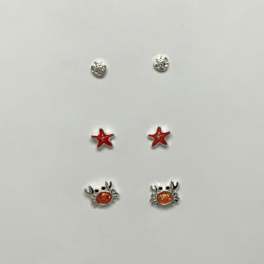 Nautical Set of 3 Stud Earrings