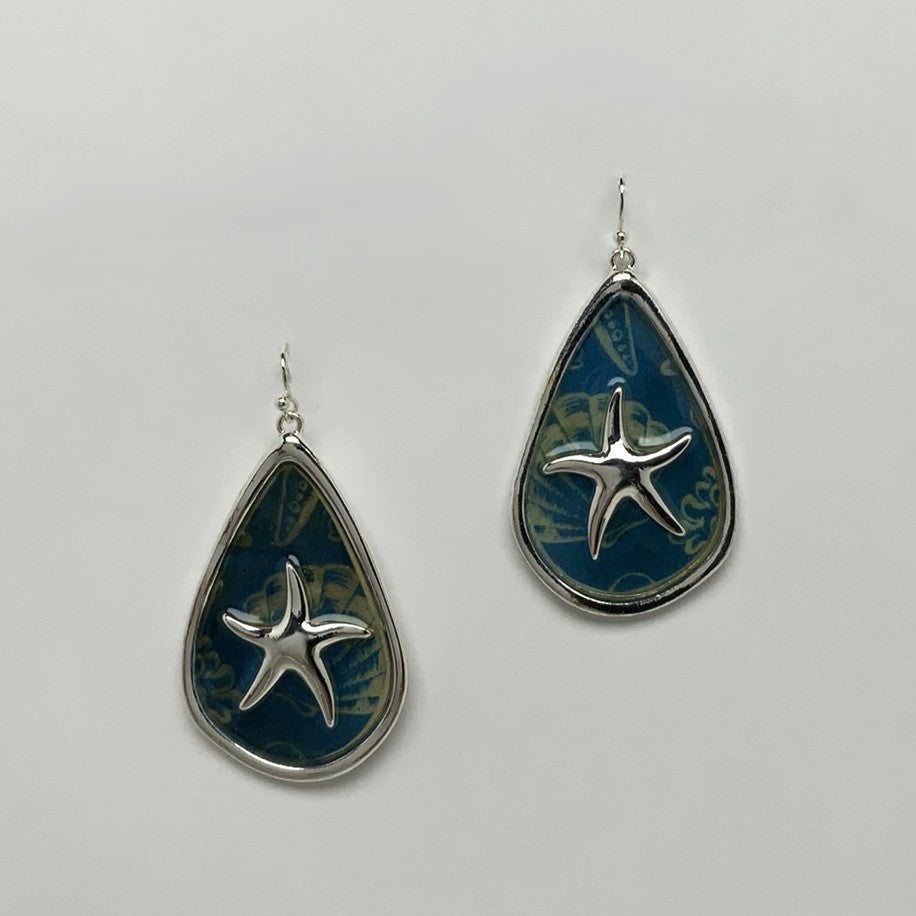 Lucite Tear Drop with Starfish Earring