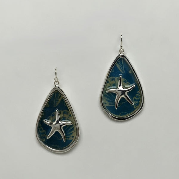 Lucite Tear Drop with Starfish Earring