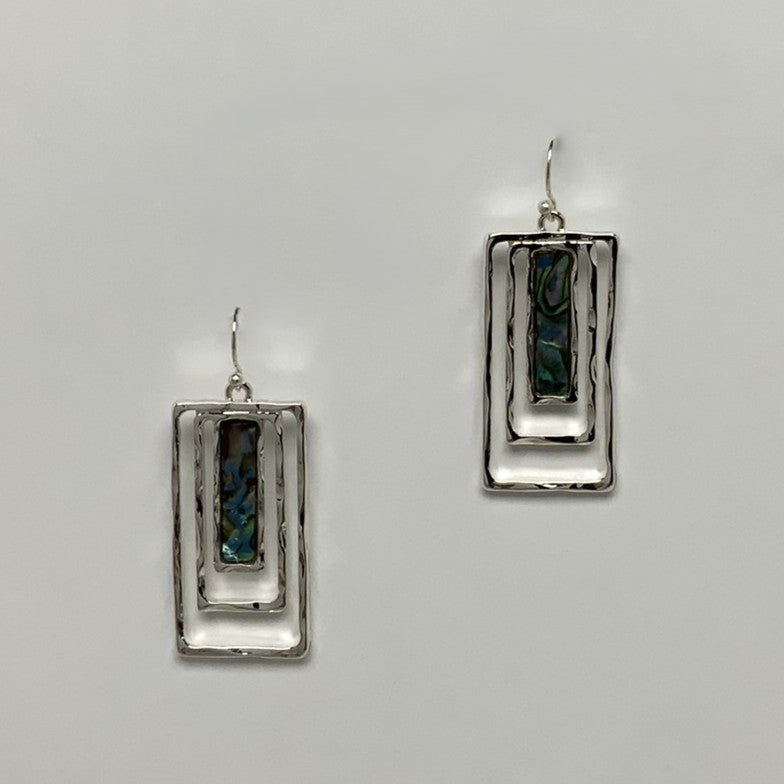 Rectangle Abalone Drop Earrings