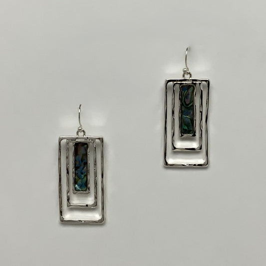 Rectangle Abalone Drop Earrings