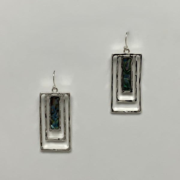 Rectangle Abalone Drop Earrings