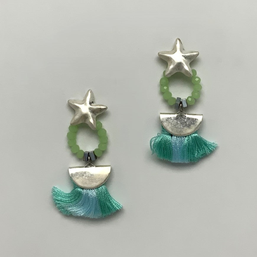 Starfish Crystal and Tassel Earring