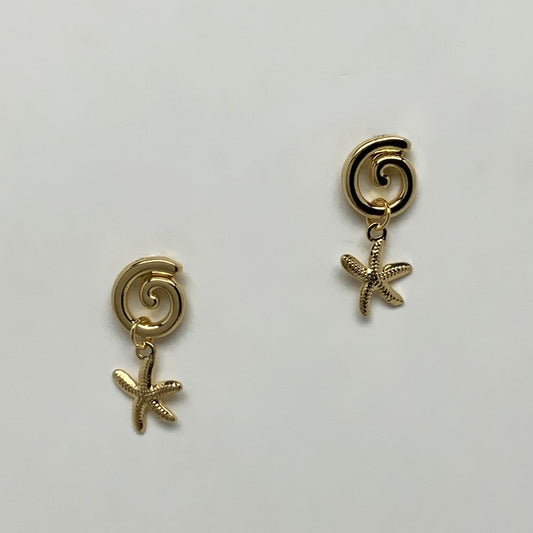 Swirl Design Starfish Drop Earrings