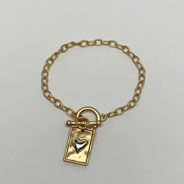 Heart Design Toggle Clasp Bracelet