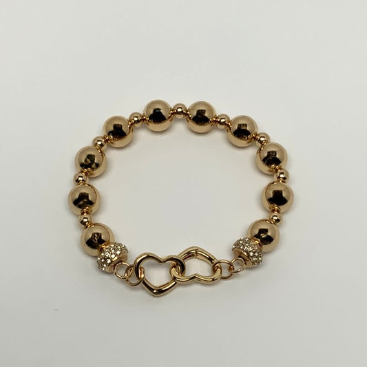 Beaded Bling Heart Charm Stretch Bracelet