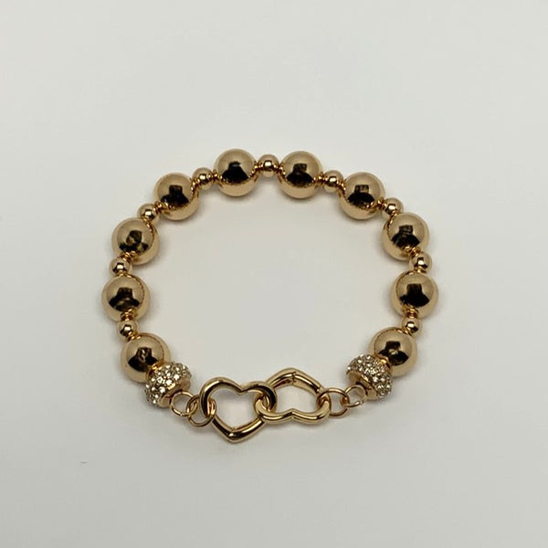 Beaded Bling Heart Charm Stretch Bracelet