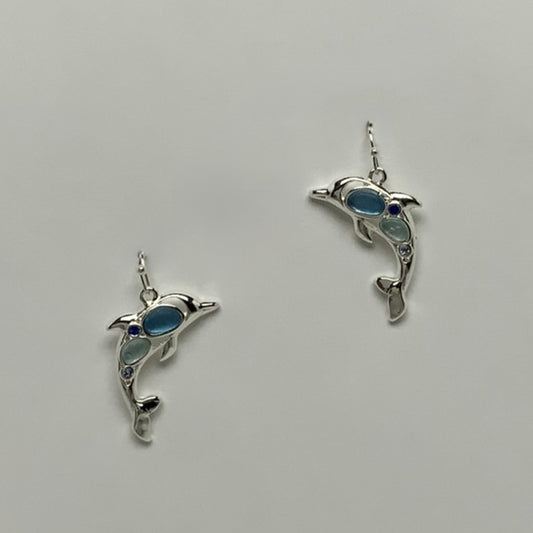 Sea Glass Dolphin Earrings