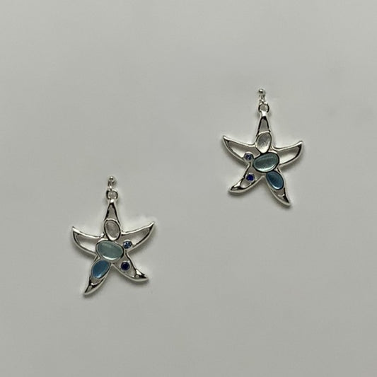 Starfish Sea Glass Drop Earrings