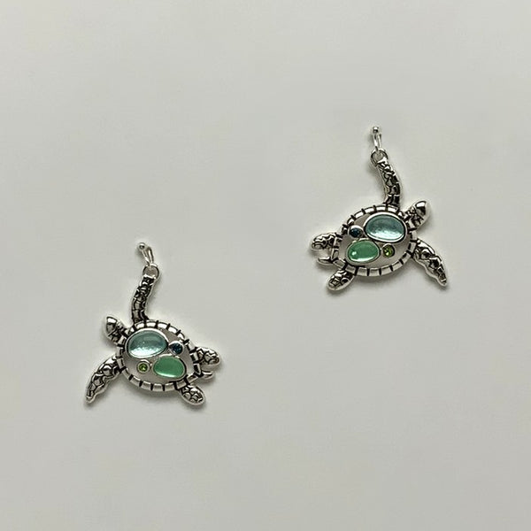 Turtle Sea Glass Drop Necklace