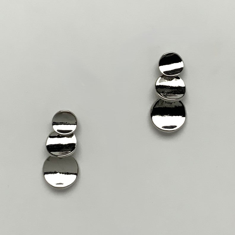 Three Curved Circle Drop Earrings