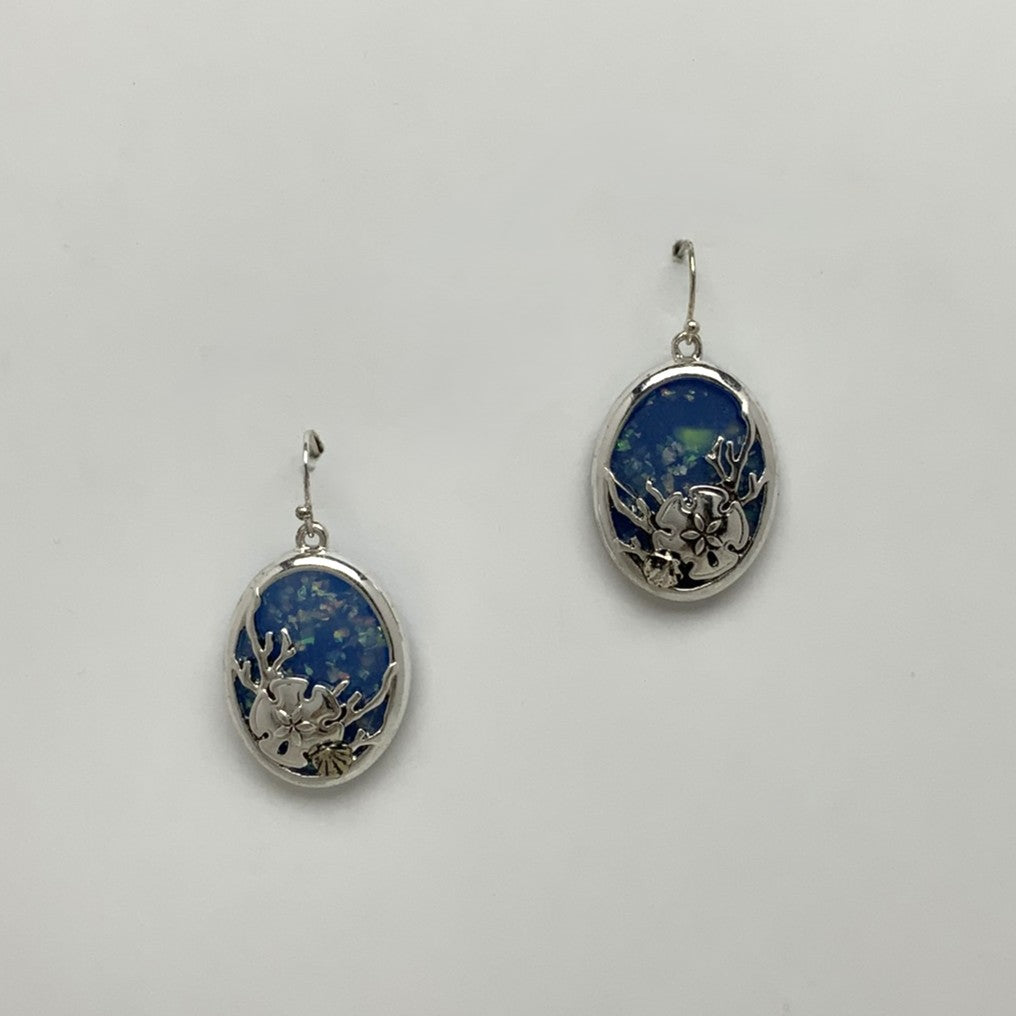Oval Sand Dollar Glitter Earrings