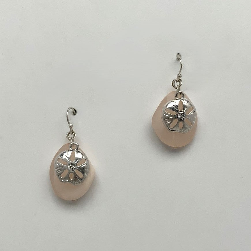Metal Sand Dollar and Lucite Drop Earring