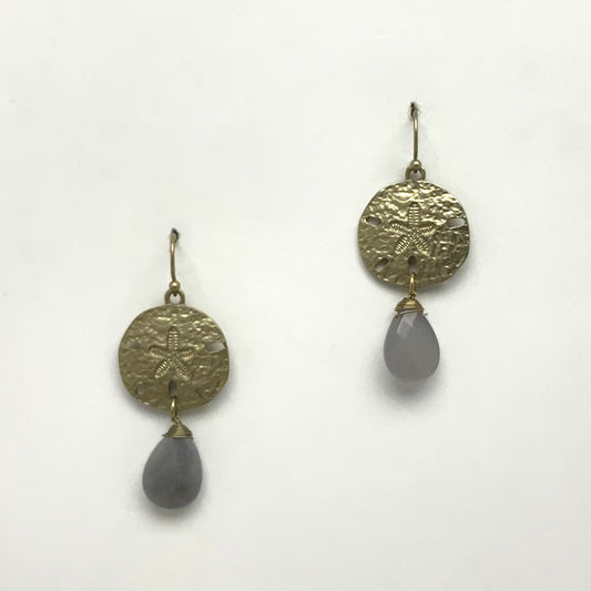 Metal Sand Dollar with Semi-Precious Tear Drop