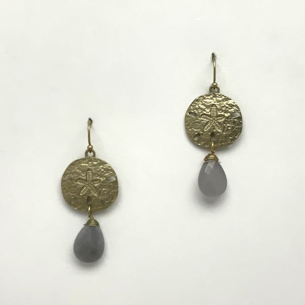 Metal Sand Dollar with Semi-Precious Tear Drop