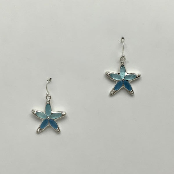 Drop Starfish Sea Glass Earrings