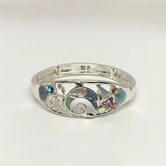 Nautical Dolphin Design Stretch Bracelet