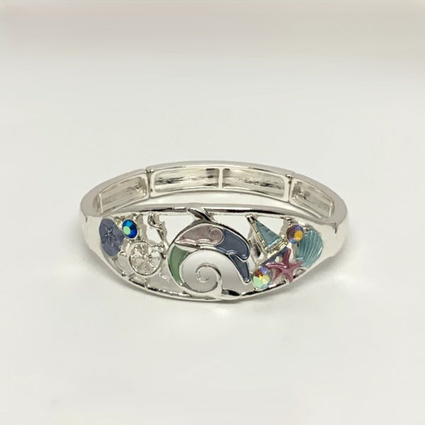 Nautical Dolphin Design Stretch Bracelet