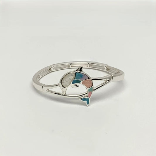 Dolphin Sea glass Decorated Stretch Bracelet