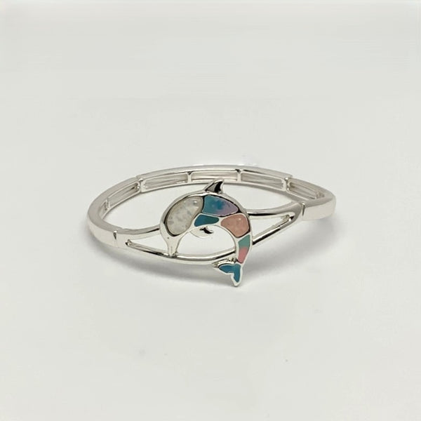 Dolphin Sea glass Decorated Stretch Bracelet