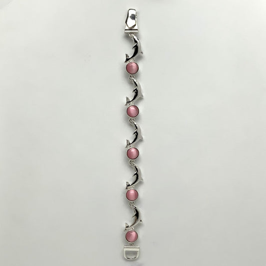 Dolphin w/Stones Magnetic Clasp Bracelet