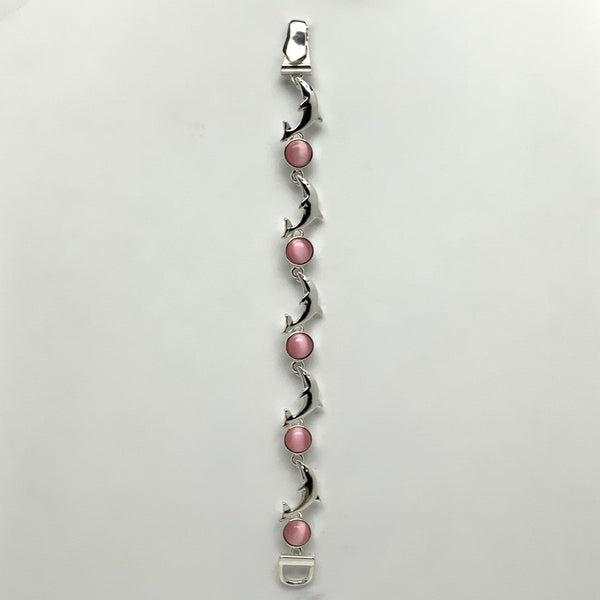 Dolphin w/Stones Magnetic Clasp Bracelet