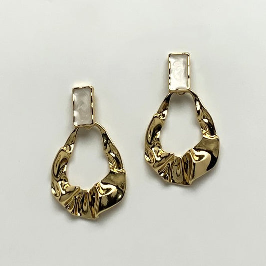 Enamel Ruffle Wavy Teardrop Earrings