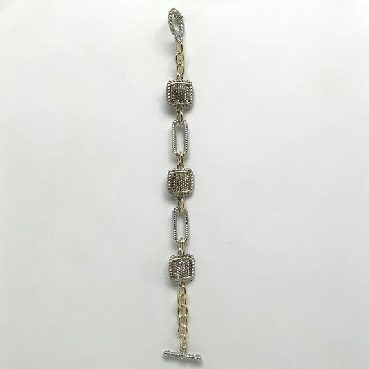 Bling Square Link Toggle Clasp Bracelet