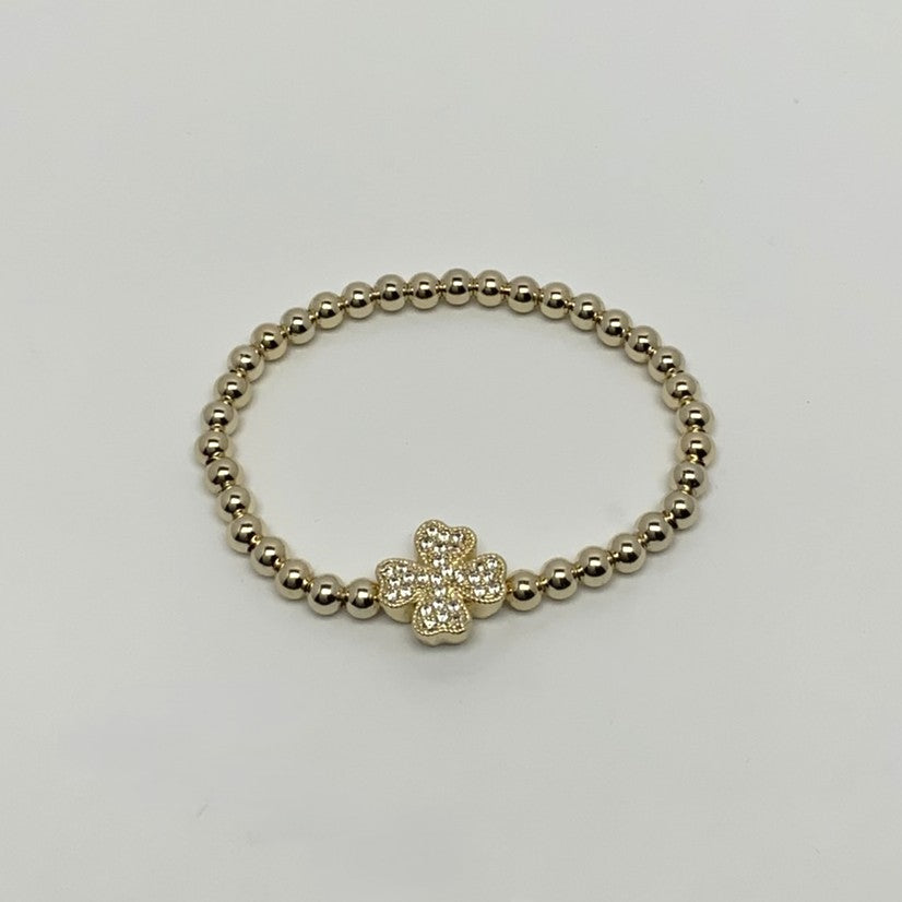 Cubic Zirconia Clover Beaded Bracelet