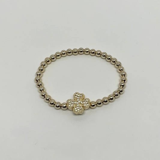 Cubic Zirconia Clover Beaded Bracelet