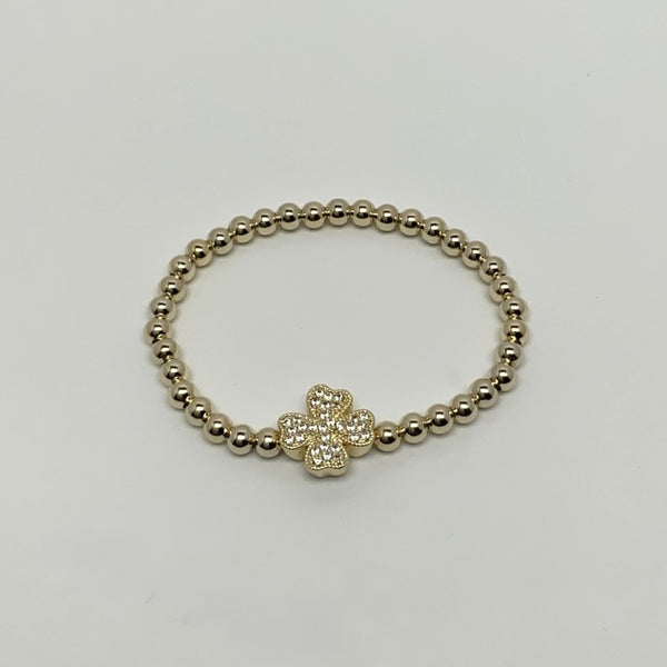 Cubic Zirconia Clover Beaded Bracelet