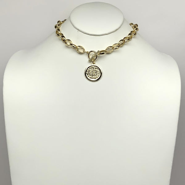 Thick Chain Toggle Coin Necklace