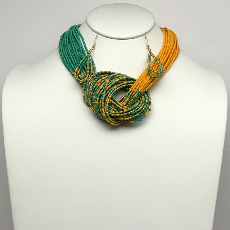 Multi Strand Seed Bead with Knot Center