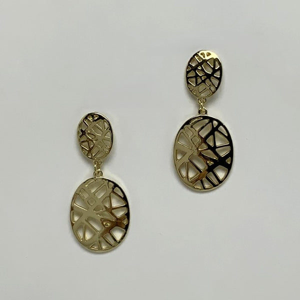 Geometric Cut Out Oval Drop Earrings