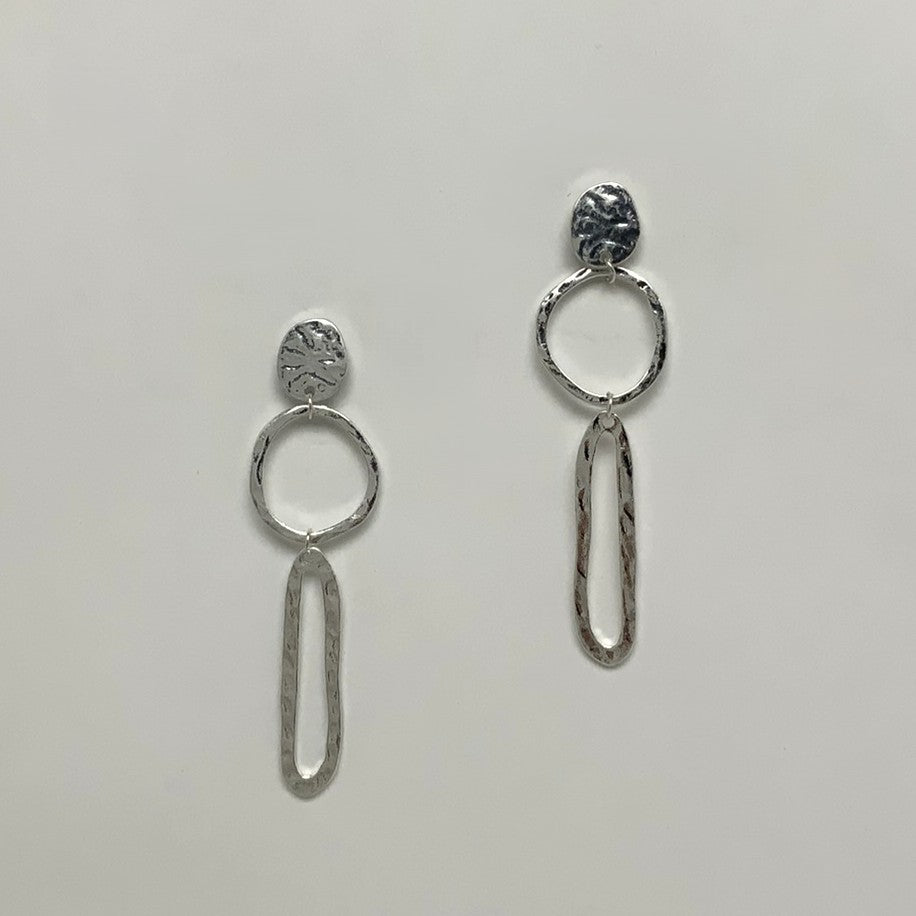 Hammered Design Drop Earrings