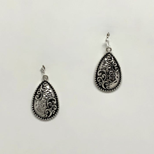Hammered Teardrop Design Earrings