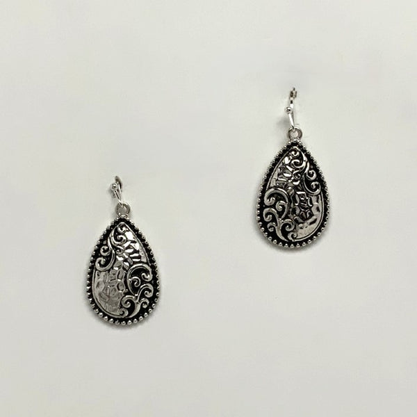 Hammered Teardrop Design Earrings