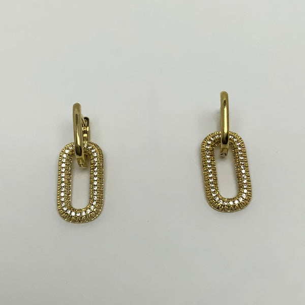 Chain Link Bling Drop Earrings